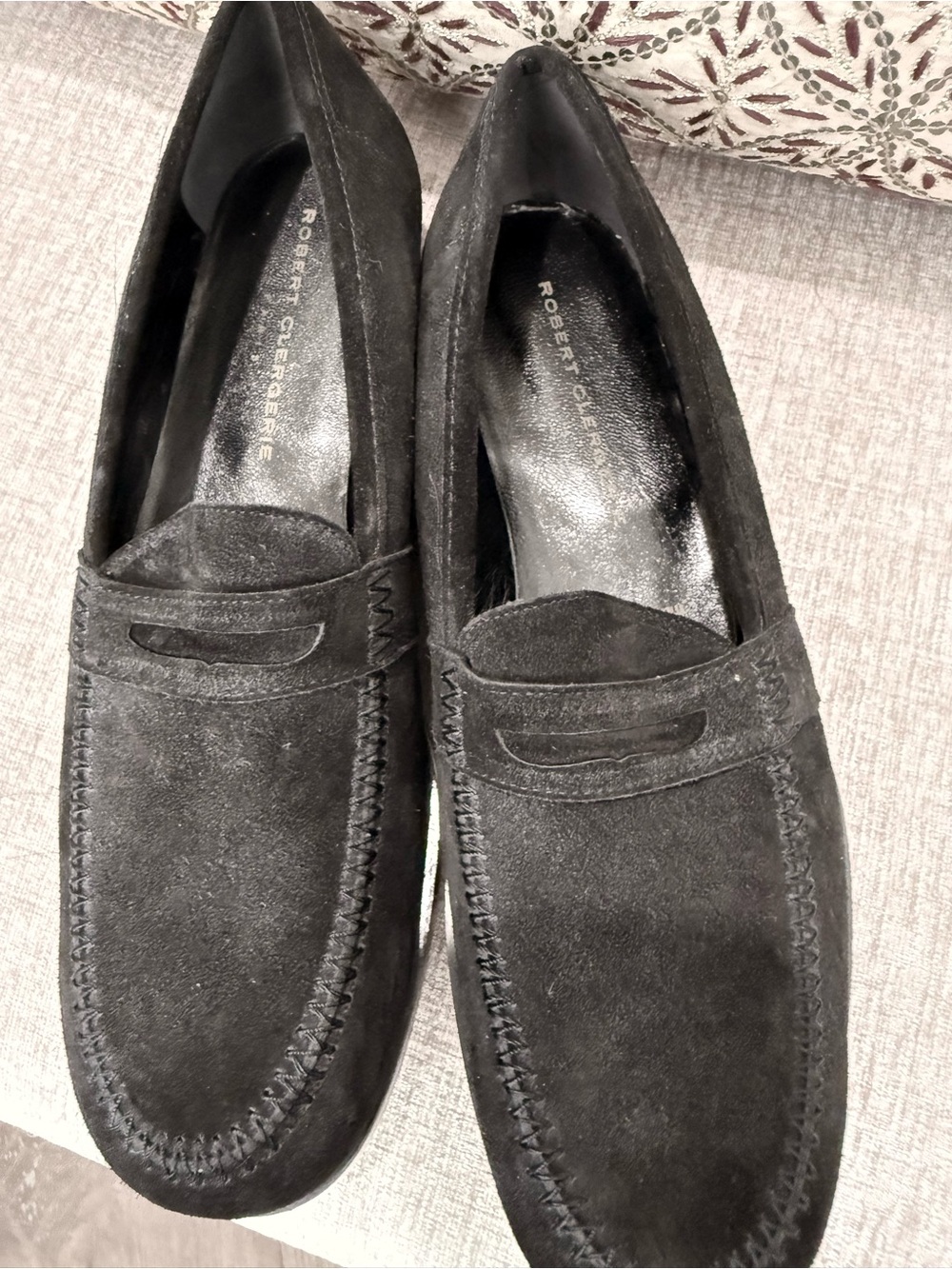 Robert Clergerie Black Suede Loafers